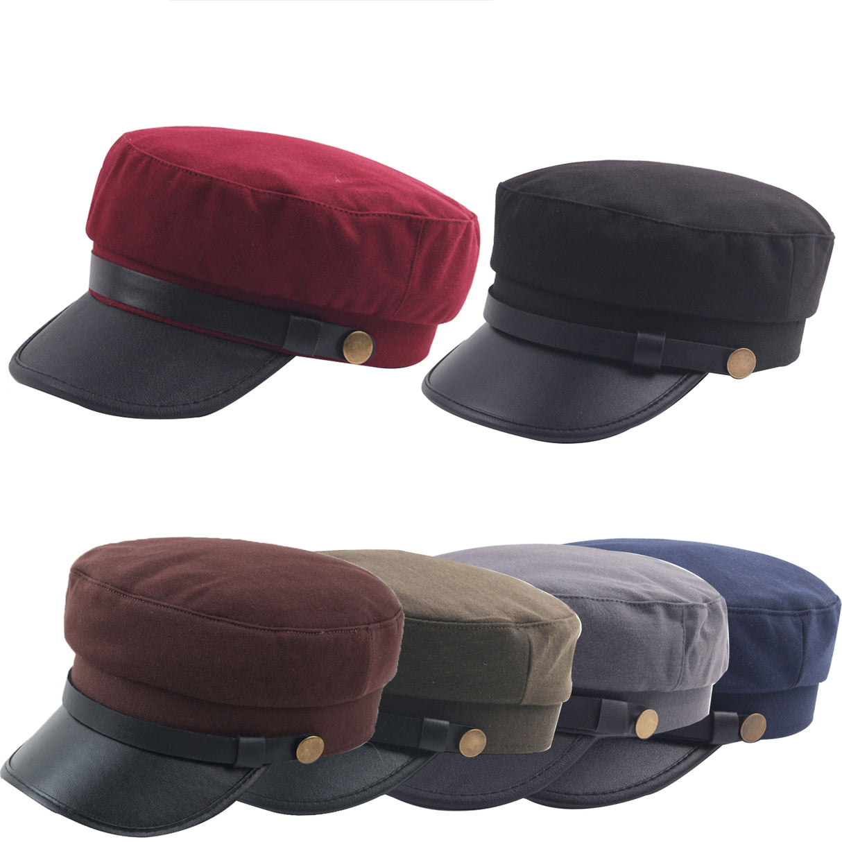 Fashion Unisex Military Caps Spring Autumn Sailor Hats For Women Men Flat Top Captain Cap Navy blue