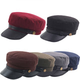 Fashion Unisex Military Caps Spring Autumn Sailor Hats For Women Men Flat Top Captain Cap Navy blue