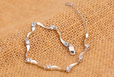 925 Sterling Silver Bracelet With Shiny White Zirconia For Women And Girls - 45-Degree Angle