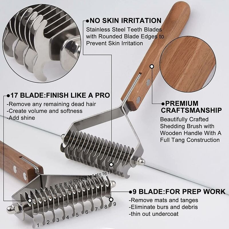 Coat King Dog and Cat Brush, Pet Grooming Comb Deshedding Rake Significantly Reduces Shedding