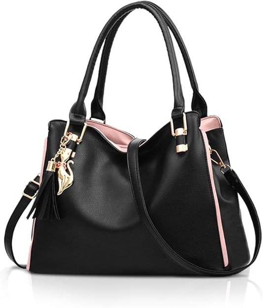 Hobo and Shoulder Bags for Women Fashion Handbags Large Tote Bag Ladies Shoulder Bag_MGF Black