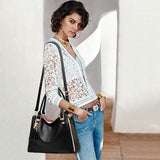 Hobo and Shoulder Bags for Women Fashion Handbags Large Tote Bag Ladies Shoulder Bag_MGF Black - Front View