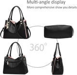 Hobo and Shoulder Bags for Women Fashion Handbags Large Tote Bag Ladies Shoulder Bag_MGF Black - 45-Degree Angle