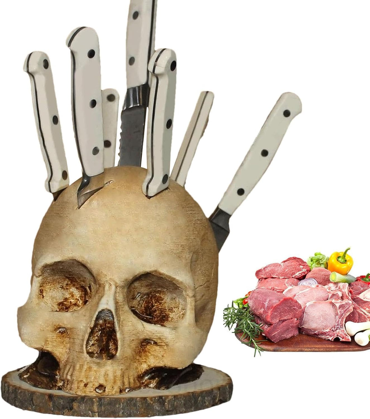 Skull Knife Holder, Horror Head Shaped Knife Holder, Knife Storage for Kitchen Countertop, Kitchen Skeleton Storage Knife Holder, Gothic Kitchen