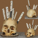 Skull Knife Holder, Horror Head Shaped Knife Holder, Knife Storage for Kitchen Countertop, Kitchen Skeleton Storage Knife Holder, Gothic Kitchen - Front View