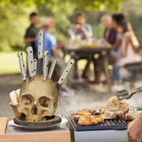 Skull Knife Holder, Horror Head Shaped Knife Holder, Knife Storage for Kitchen Countertop, Kitchen Skeleton Storage Knife Holder, Gothic Kitchen - Side View