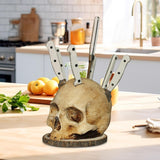 Skull Knife Holder, Horror Head Shaped Knife Holder, Knife Storage for Kitchen Countertop, Kitchen Skeleton Storage Knife Holder, Gothic Kitchen - Top-Down View