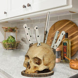 Skull Knife Holder, Horror Head Shaped Knife Holder, Knife Storage for Kitchen Countertop, Kitchen Skeleton Storage Knife Holder, Gothic Kitchen - Rear View