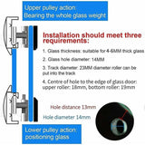 Shower Door Roller, 4pcs Double Shower Door Rollers Sliding Door Wheel Replacement for Shower Enclosure for 14mm Glass Hole - Side View