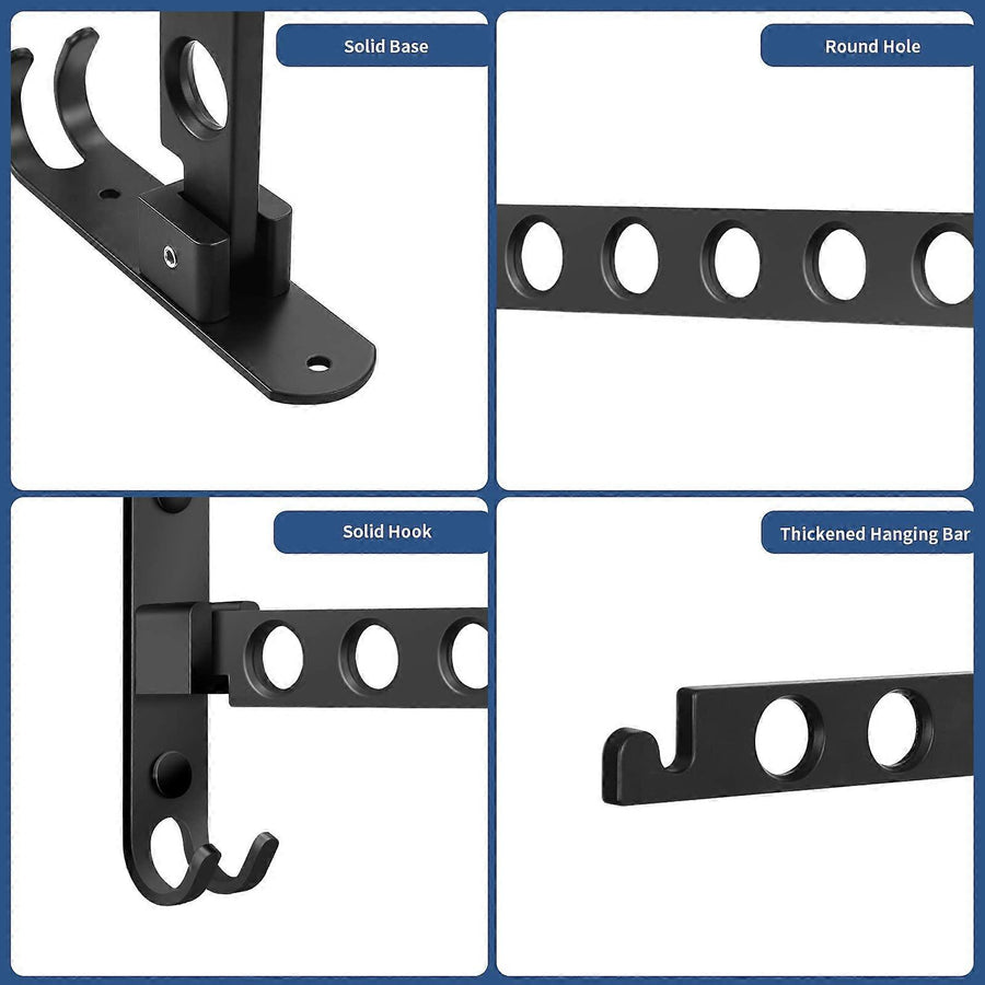 Foldable Clothes Hook, Wall Mounted Clothes Rack, Wall Hook, Foldable Hook for Balcony, Bathroom, Laundry Room (Black, 1-pack)—yux