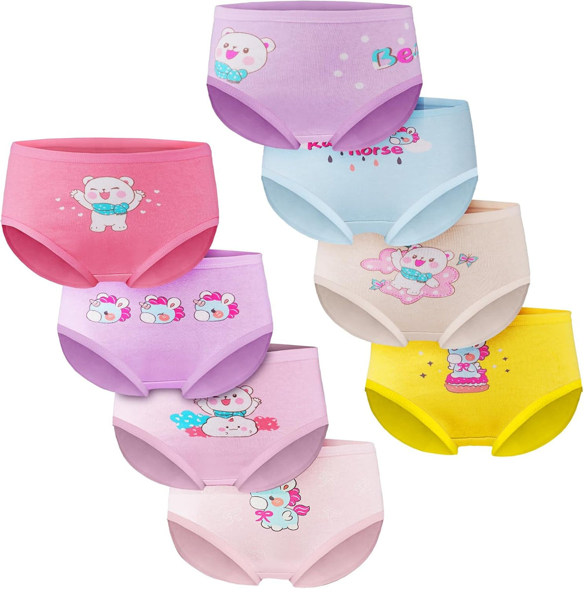 Children's cotton underwear, 8-pack Girls panties, breathable cotton underwear, panties for little girls, cotton underpants with different motifs (2-7 years) L