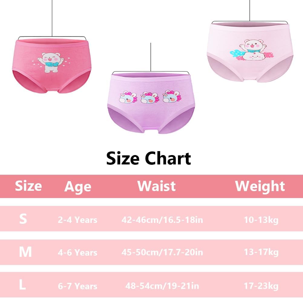 Children's cotton underwear, 8-pack Girls panties, breathable cotton underwear, panties for little girls, cotton underpants with different motifs (2-7 years) L