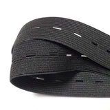 Elastic buttonhole tape, practical and versatile black elastic band, width: 2.5 cm Width: 2.5cm—yux Width: 2.5cm