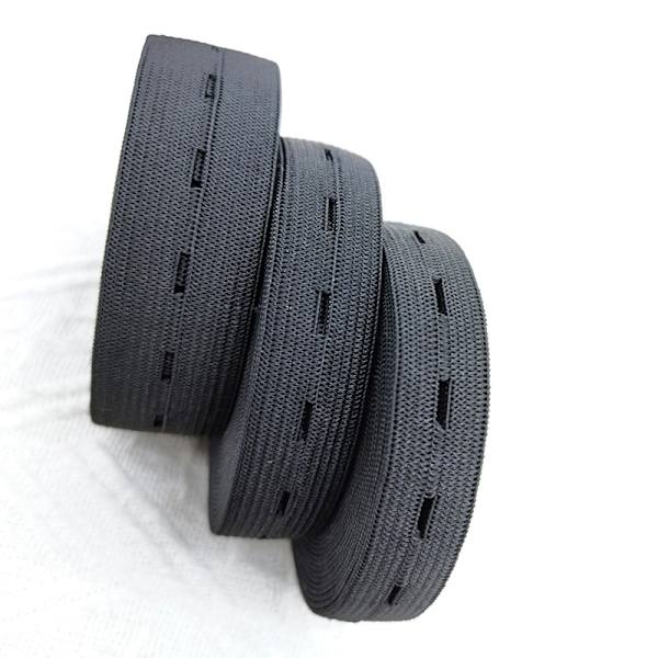 Elastic buttonhole tape, practical and versatile black elastic band, width: 2.5 cm Width: 2.5cm—yux Width: 2.5cm