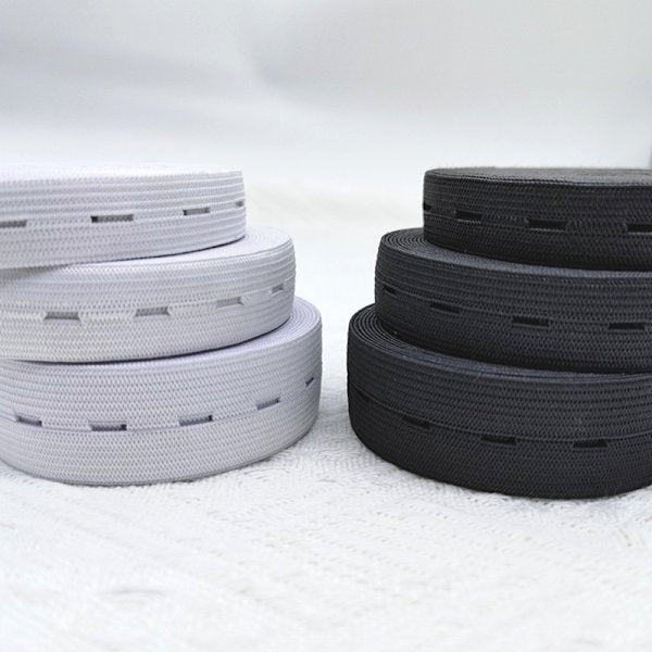 Elastic buttonhole tape, practical and versatile black elastic band, width: 2.5 cm Width: 2.5cm—yux Width: 2.5cm