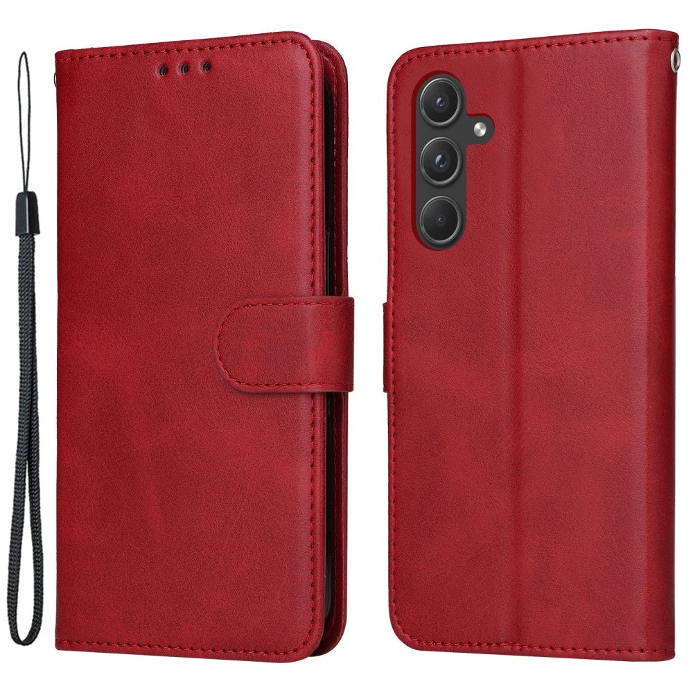 SKALO Samsung A55 5G PU Leather Wallet Case - Multiple Colors Red