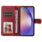 SKALO Samsung A55 5G PU Leather Wallet Case - Multiple Colors Red