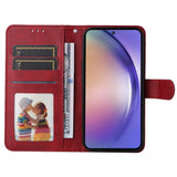 SKALO Samsung A55 5G PU Leather Wallet Case - Multiple Colors Red - Side View