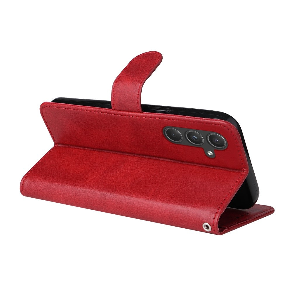 SKALO Samsung A55 5G PU Leather Wallet Case - Multiple Colors Red