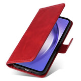 SKALO Samsung A55 5G PU Leather Wallet Case - Multiple Colors Red - Rear View