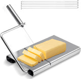 Cheese cutter with wire, cheese cutter for block cheese with 6 replacement wires, stainless steel cheese cutter