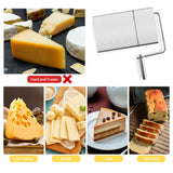 Cheese cutter with wire, cheese cutter for block cheese with 6 replacement wires, stainless steel cheese cutter - Side View