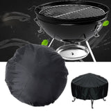 Waterproof Cover 112cm Outdoor Round Black Patio Fire Pit Cover - Side View
