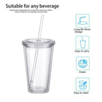 Reusable Plastic Cups Double Walled Transparent Drinking Cup with Straw Reusable Cups Suitable for Fruit Juice-max