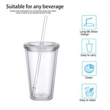 Reusable Plastic Cups Double Walled Transparent Drinking Cup with Straw Reusable Cups Suitable for Fruit Juice-max - 45-Degree Angle