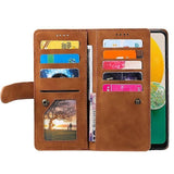 Compatible Case for Samsung Galaxy A26 5G PU Leather Phone Case with Zipper Wallet 9 Card Slots-Perfect Brown - Front View