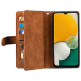 Compatible Case for Samsung Galaxy A26 5G PU Leather Phone Case with Zipper Wallet 9 Card Slots-Perfect Brown - Side View