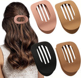 Set of 4 brown, matte, flat hair clips, flat clip for women, round lying hair clip for thick and thin hair, comfortable, curved flat clips