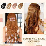 Set of 4 brown, matte, flat hair clips, flat clip for women, round lying hair clip for thick and thin hair, comfortable, curved flat clips - 45-Degree Angle