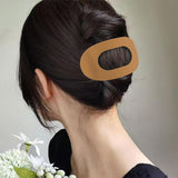 Set of 4 brown, matte, flat hair clips, flat clip for women, round lying hair clip for thick and thin hair, comfortable, curved flat clips - Rear View