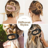 Set of 4 brown, matte, flat hair clips, flat clip for women, round lying hair clip for thick and thin hair, comfortable, curved flat clips - Close-Up Angle