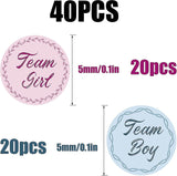 40 Pcs Gender Reveal Stickers Team Boy Team Girl Label Stickers Blue And Pink Round Stickers - Front View