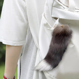 Fake Raccoon Tail Keychain Soft Artificial Fur Tail Pendant Decorative Raccoon Tail Keychain Backpack Key Ring Ornament Bag Decoration - Top-Down View