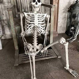 Halloween Skeleton Life Size, Full Body with Movable Joints, Human Legs, Scary Halloween Skeleton Decoration for Halloween Party, Haunted House Accessories - Side View