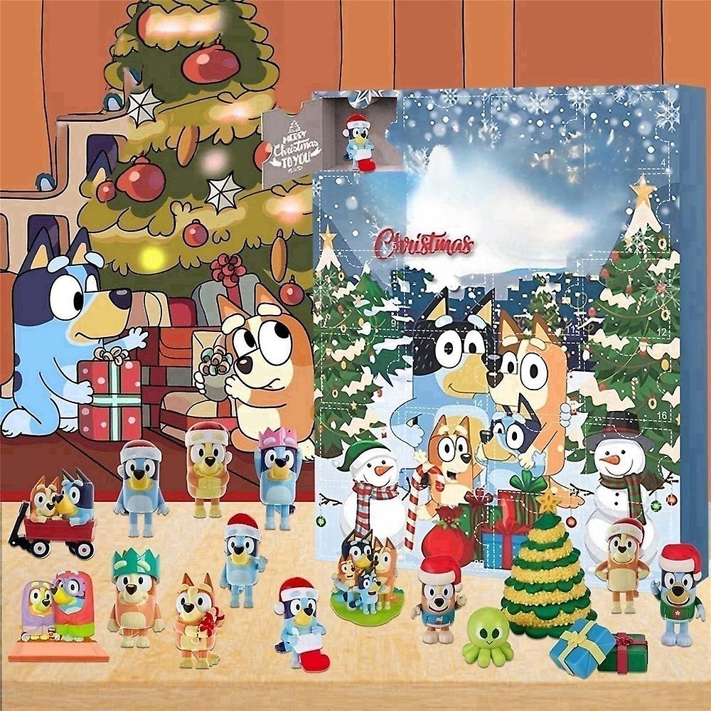 Advent Calendar Bluey 2023 24-Day Countdown Calendar Bluey Cartoon Characters Dolls Gifts