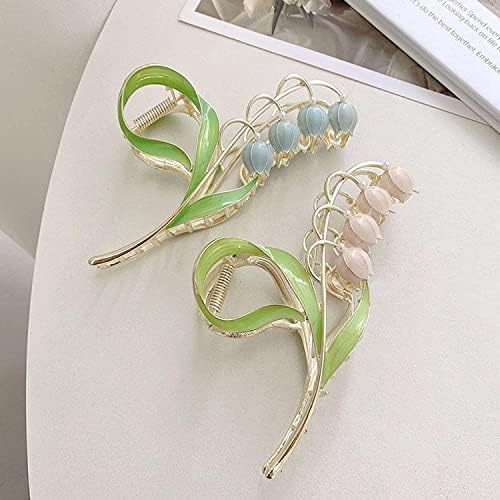 Pink Lily of the Valley Flower Hair Clips, Large Metal Clip, Orchid Clips, Lily of the Valley Jaw Clip Styling Accessories for T