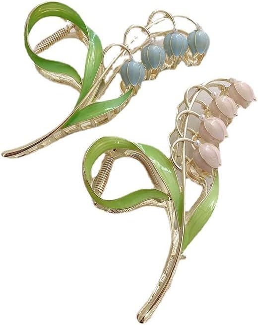 Pink Lily of the Valley Flower Hair Clips, Large Metal Clip, Orchid Clips, Lily of the Valley Jaw Clip Styling Accessories for T