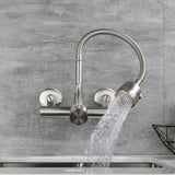 Wall Mounted Kitchen Faucet, Food Grade 304 Stainless Steel Material, 360° Rotatable Wall Mounted Kitchen Faucet 12CM-18CM Mounting Hole - Top-Down View