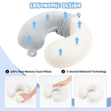 Travel Pillow Neck Pillow Memory Foam Travel Pillows Head Support Pillow for Airplane Train Car Office Travel Essential Flight Pillow (Gray) Gray - Side View