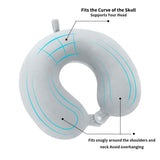 Travel Pillow Neck Pillow Memory Foam Travel Pillows Head Support Pillow for Airplane Train Car Office Travel Essential Flight Pillow (Gray) Gray - Top-Down View