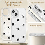 Compatible with iPhone 15 Plus, Bling Glitter 3D Bowknot Phone Case Cute Sparkly Crystal Clear Bowknot Slim Soft Durable Protective Case Black iPhone 15 Plus - Top-Down View