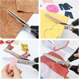 Professional Stainless Steel Zigzag Fabric Scissors with Comfort Grip for Sewing Fabrics by the Meter Compatible with Cisea for Children and Adults - Top-Down View