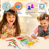 Montessori Math Toy, Wooden Sticks Digital Game with Counting Blo - Front View