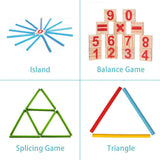 Montessori Math Toy, Wooden Sticks Digital Game with Counting Blo - 45-Degree Angle