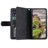 Compatible Case for Motorola Edge 50 Neo 5G / Moto S50 5G / Thinkphone 25 5G PU Leather Phone Case with Zipper Wallet 9 Card Slots Black - Front View