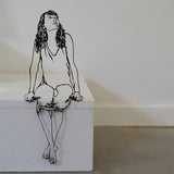 Metal Figure Ornament Shelf Metal Art 2D Housewarming Gift Home or Office Decor Figure Metal Decor Modern Art - Side View
